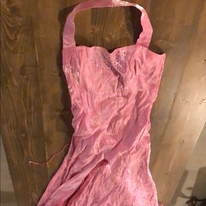 Pink halter prom dress